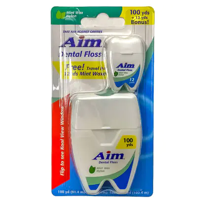 AIM 48/100 YDS MINT DENTAL FLOSS WAXED