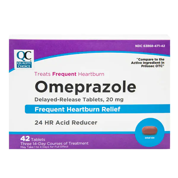 Quality Choice Omeprazole Delayed-Release Tablets 20mg - 42 Ct