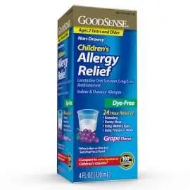 GoodSense Children's Allergy Relief, Solucion Oral Loratadina 5 mg, Sabor Uva